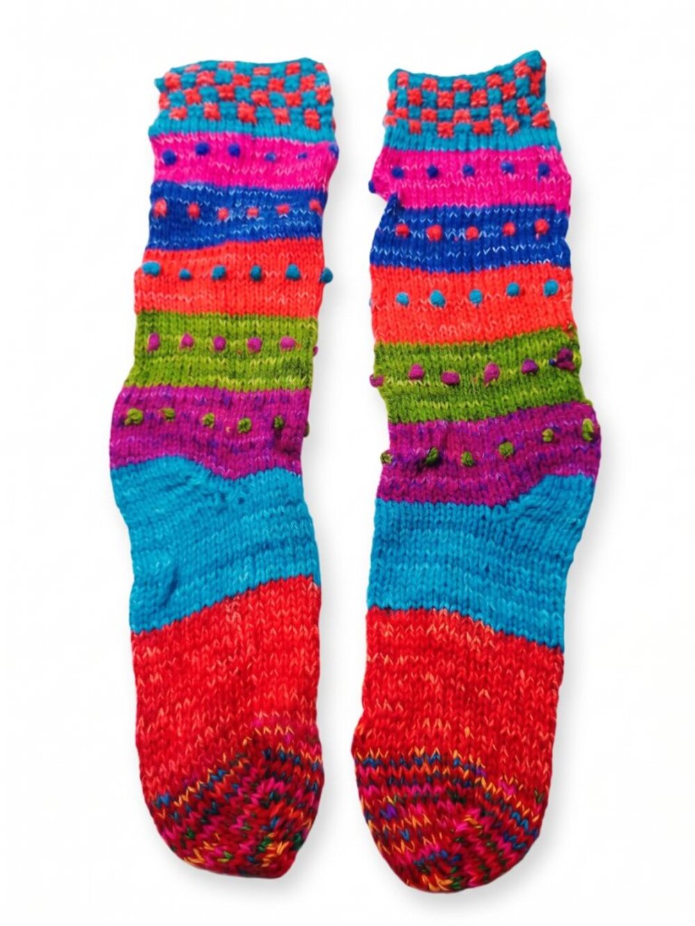 Hand-knitted wool socks from Cusco, multicolored, extra warm